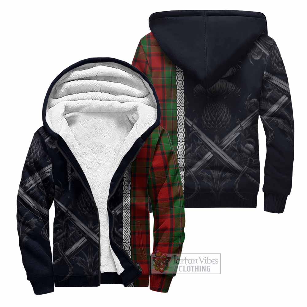 Tartan Vibes Clothing MacPhail (McPhail) Tartan Sherpa Hoodie with Family Crest Cross Sword Thistle Celtic Vibes