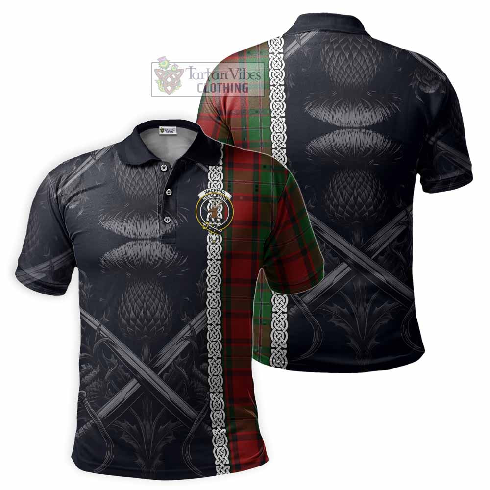Tartan Vibes Clothing MacPhail (McPhail) Tartan Polo Shirt with Family Crest Cross Sword Thistle Celtic Vibes
