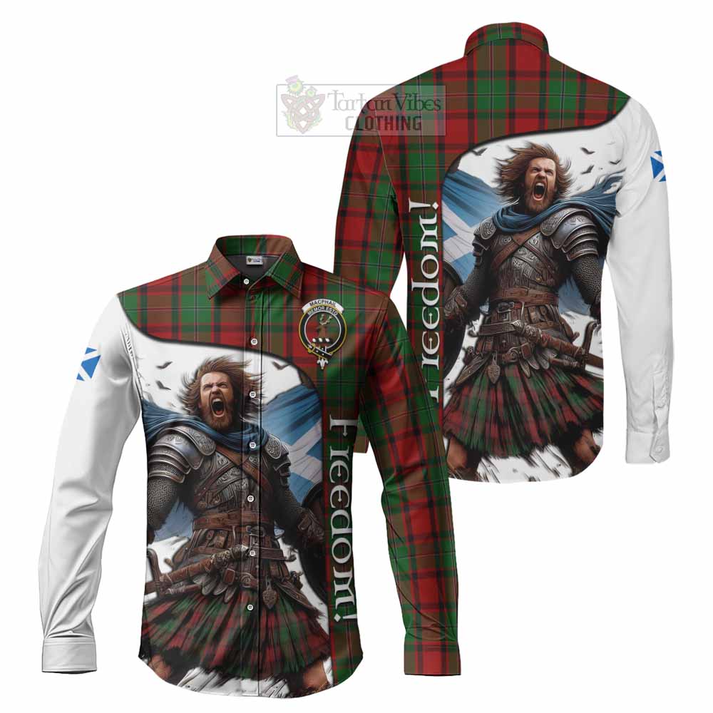Tartan Vibes Clothing MacPhail (McPhail) Crest Tartan Long Sleeve Button Shirt Inspired by the Freedom of Scottish Warrior
