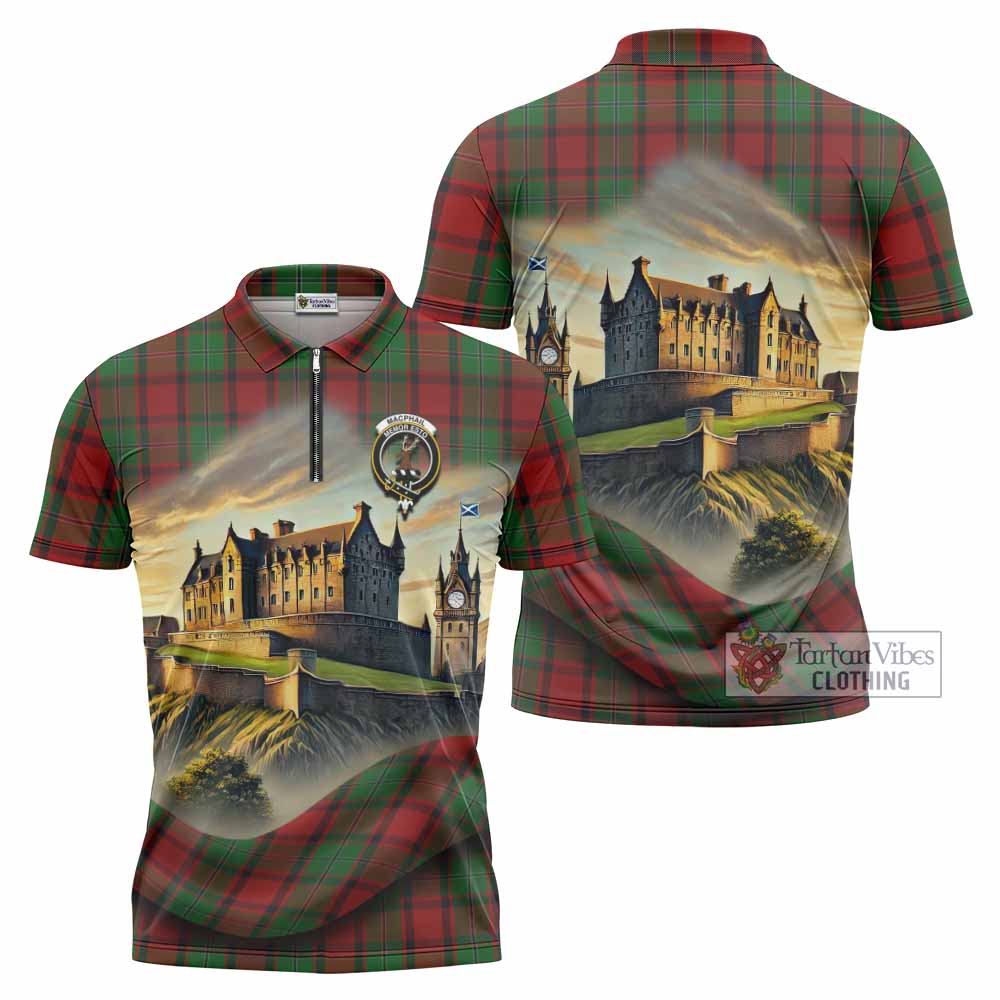 Tartan Vibes Clothing MacPhail (McPhail) Tartan Family Crest Zipper Polo Shirt with Scottish Ancient Castle Stype