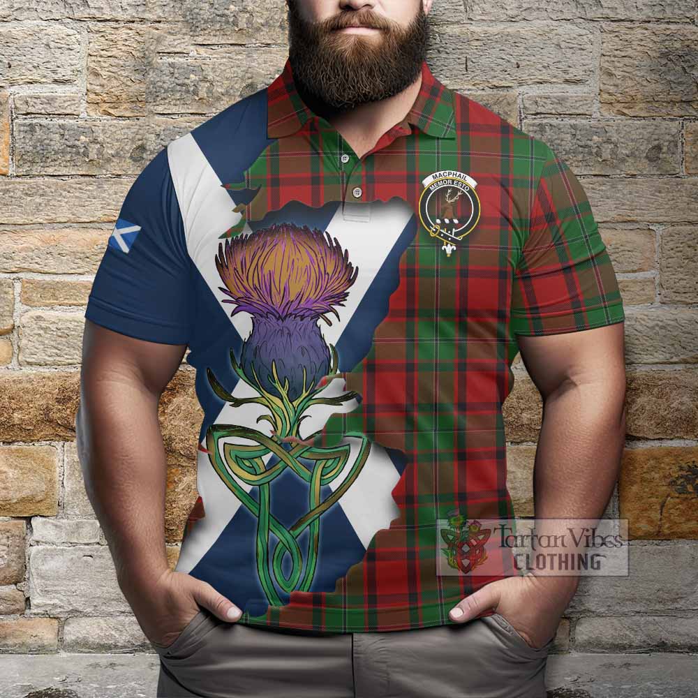 Tartan Vibes Clothing MacPhail (McPhail) Tartan Family Crest Polo Shirt Scottish Thistle Celtic Inspired