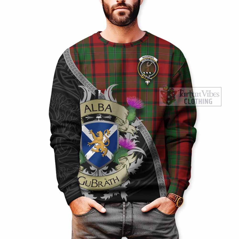 Tartan Vibes Clothing MacPhail (McPhail) Tartan Family Crest Sweatshirt Lion Rampant Royal Thistle Shield Celtic Inspired