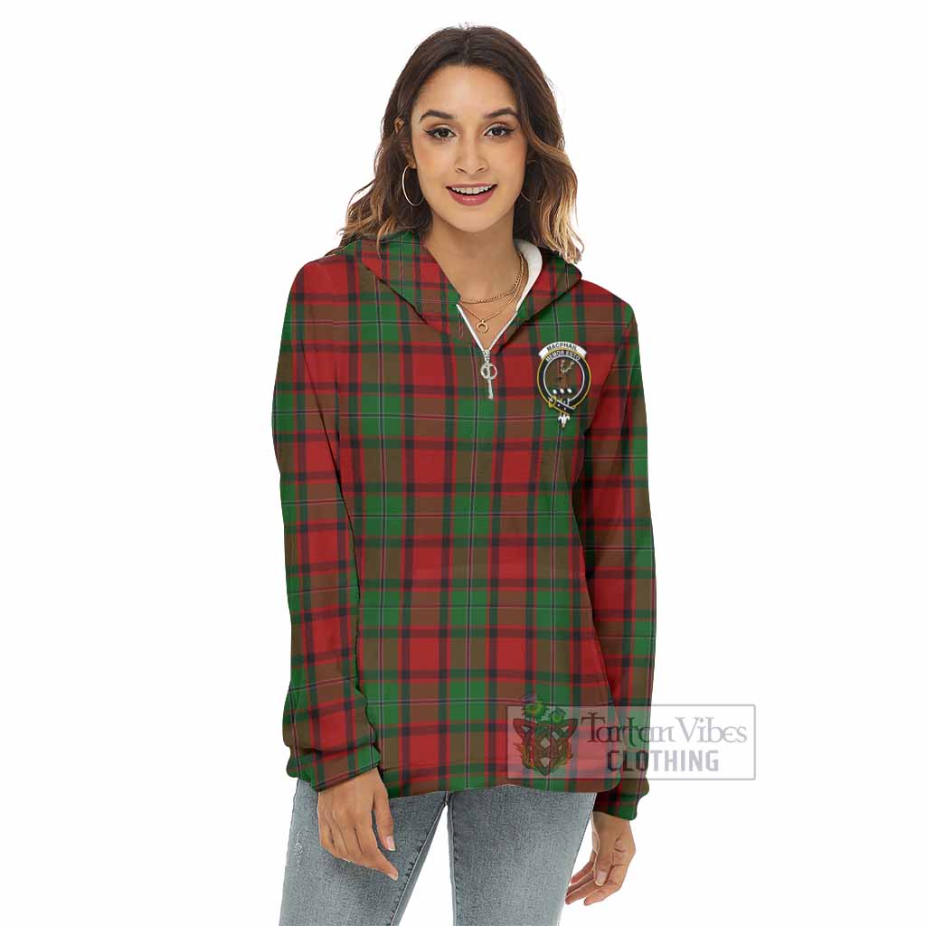 Tartan Vibes Clothing MacPhail (McPhail) Tartan Crest Women's Borg  Half Zip Fleece Hoodie