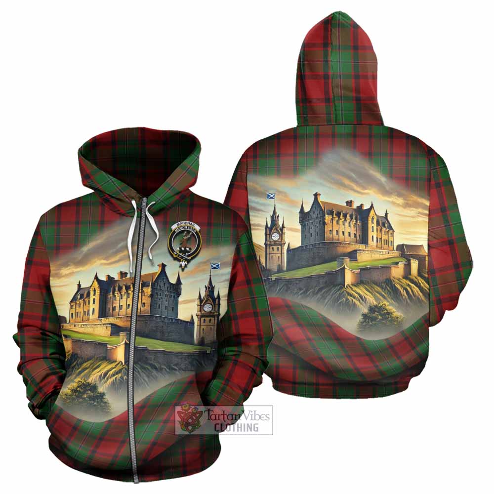 Tartan Vibes Clothing MacPhail (McPhail) Tartan Family Crest Hoodie with Scottish Ancient Castle Style