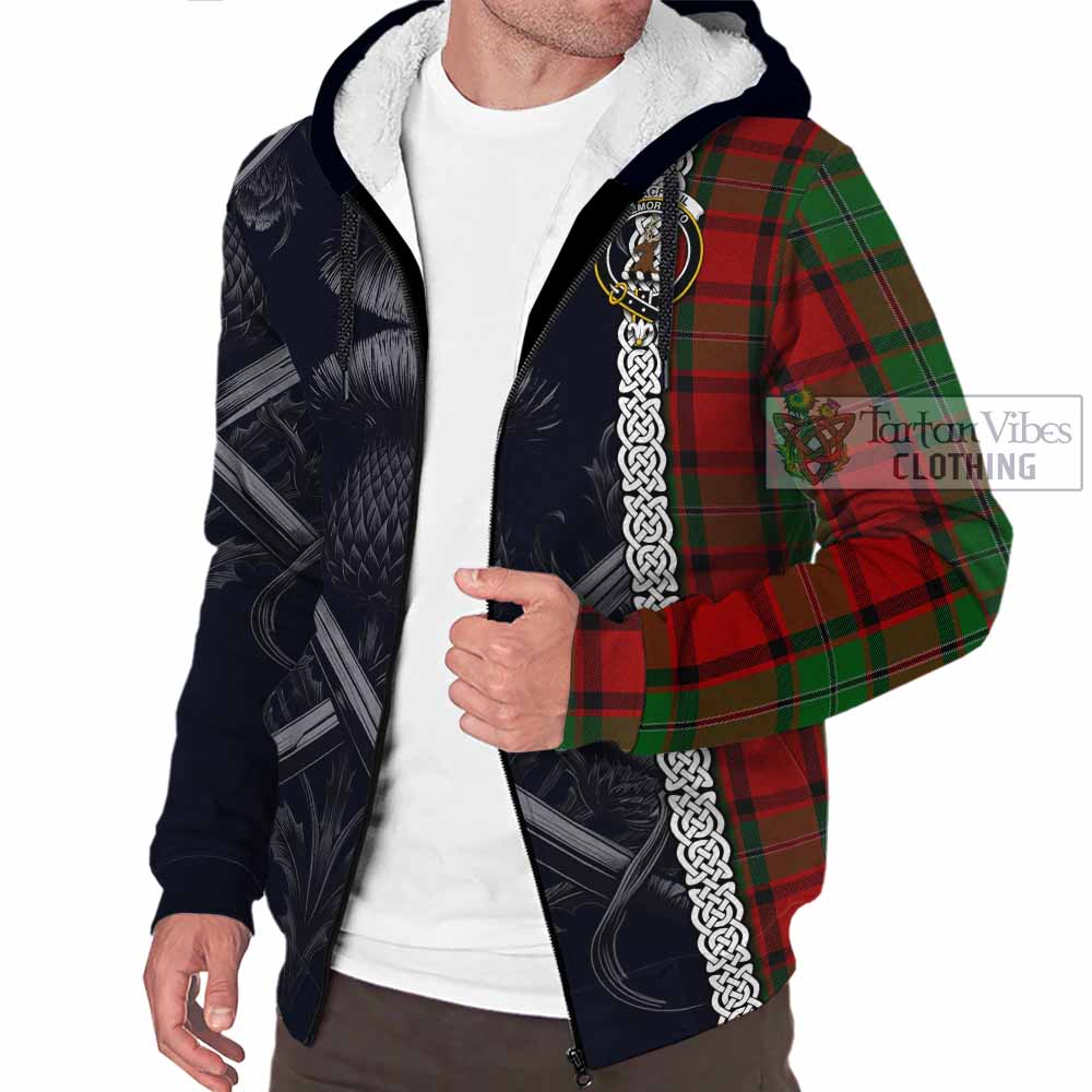 Tartan Vibes Clothing MacPhail (McPhail) Tartan Sherpa Hoodie with Family Crest Cross Sword Thistle Celtic Vibes