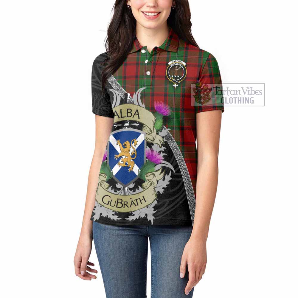Tartan Vibes Clothing MacPhail (McPhail) Tartan Family Crest Women's Polo Shirt Lion Rampant Royal Thistle Shield Celtic Inspired
