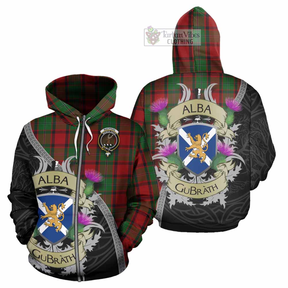Tartan Vibes Clothing MacPhail (McPhail) Tartan Family Crest Hoodie Lion Rampant Royal Thistle Shield Celtic Inspired