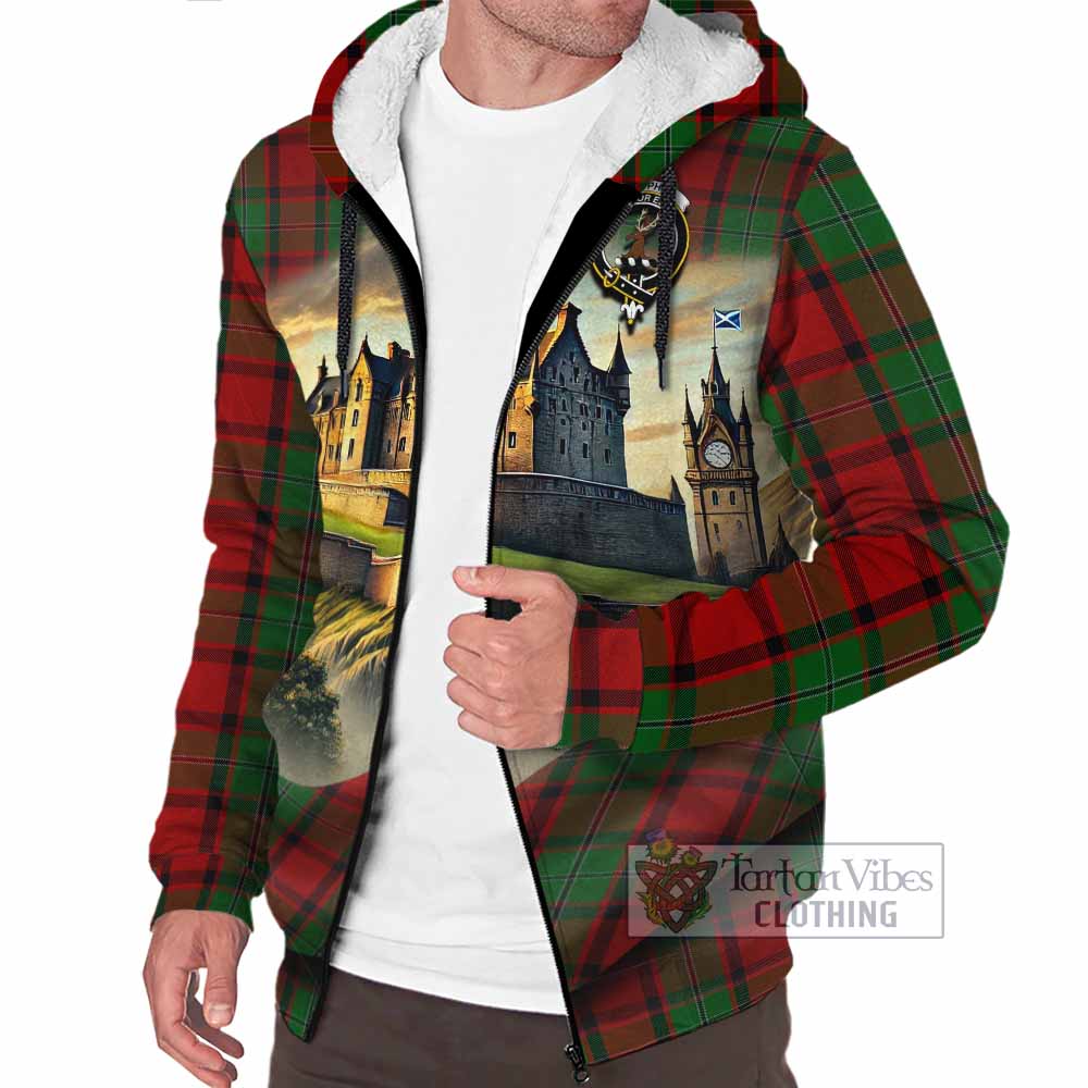 Tartan Vibes Clothing MacPhail (McPhail) Tartan Family Crest Sherpa Hoodie with Scottish Ancient Castle Style