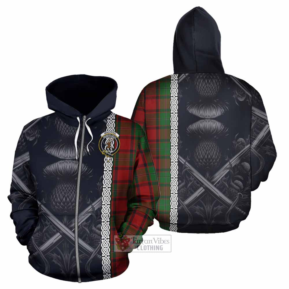 Tartan Vibes Clothing MacPhail (McPhail) Tartan Hoodie with Family Crest Cross Sword Thistle Celtic Vibes
