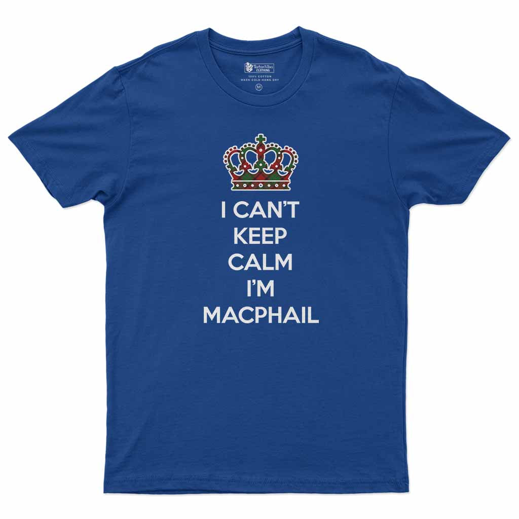 MacPhail (McPhail) Can't Keep Calm Men's T-Shirt Royal Blue - Tartan Vibes Clothing