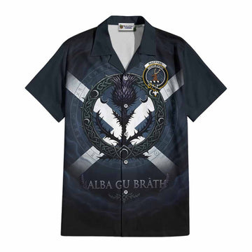 MacPhail (McPhail) Clan Crest Cotton Hawaiian Shirt with Celtic Knot Thistle and Saltire