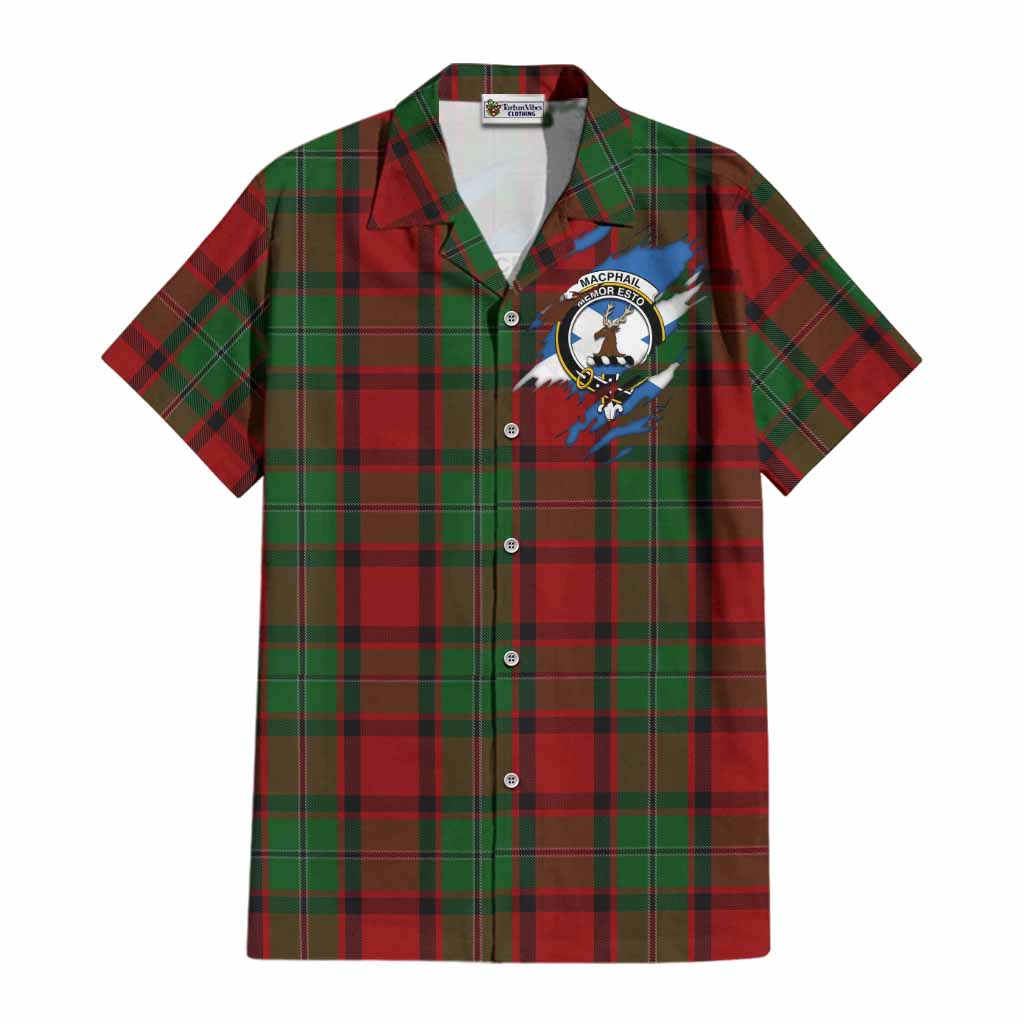 MacPhail (McPhail) Clan Crest In Me Tartan Cotton Hawaiian Shirt Scotland Flag Style