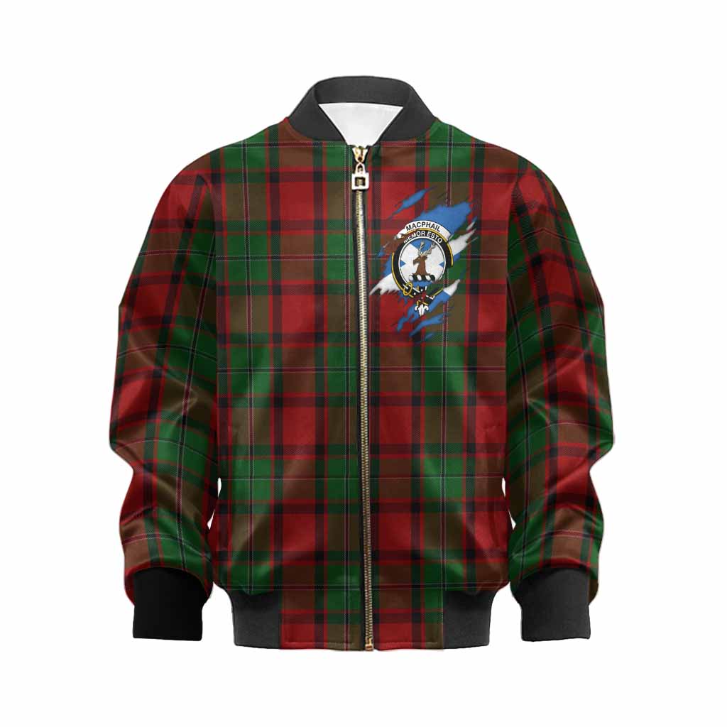 MacPhail (McPhail) Clan Crest In Me Tartan Kid Bomber Jacket Scotland Flag Style