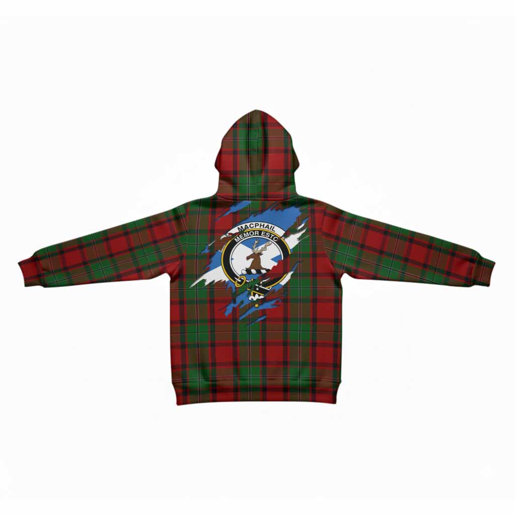 MacPhail (McPhail) Clan Crest In Me Tartan Kid Hoodie Scotland Flag Style