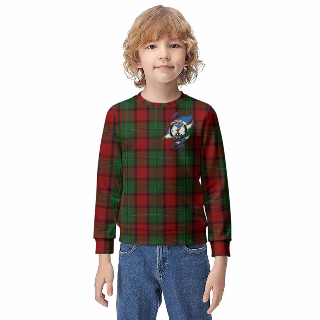 MacPhail (McPhail) Clan Crest In Me Tartan Kid Knitted Sweatshirt Scotland Flag Style