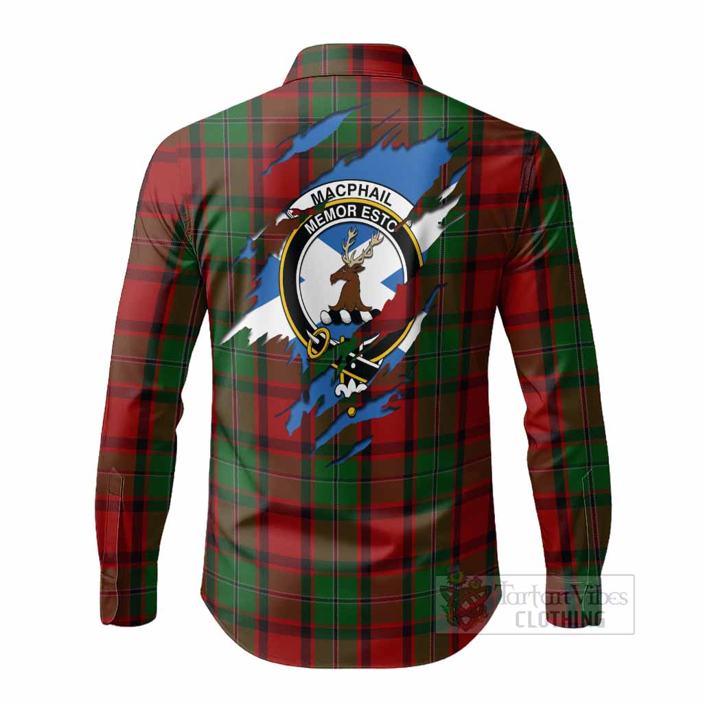 MacPhail (McPhail) Clan Crest In Me Tartan Long Sleeve Button Shirts Scotland Flag Style