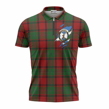 MacPhail (McPhail) Clan Crest In Me Tartan Zipper Polo Shirt Scotland Flag Style