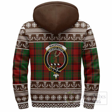 MacPhail (McPhail) Clan Tartan Christmas Fleece Hoodie with Family Crest