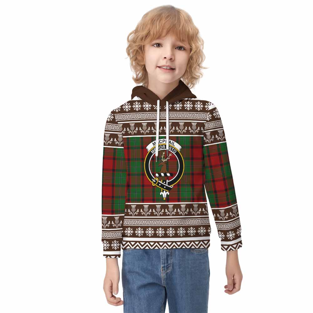 MacPhail (McPhail) Clan Tartan Christmas Kid Hoodie with Family Crest - Tartan Vibes Clothing