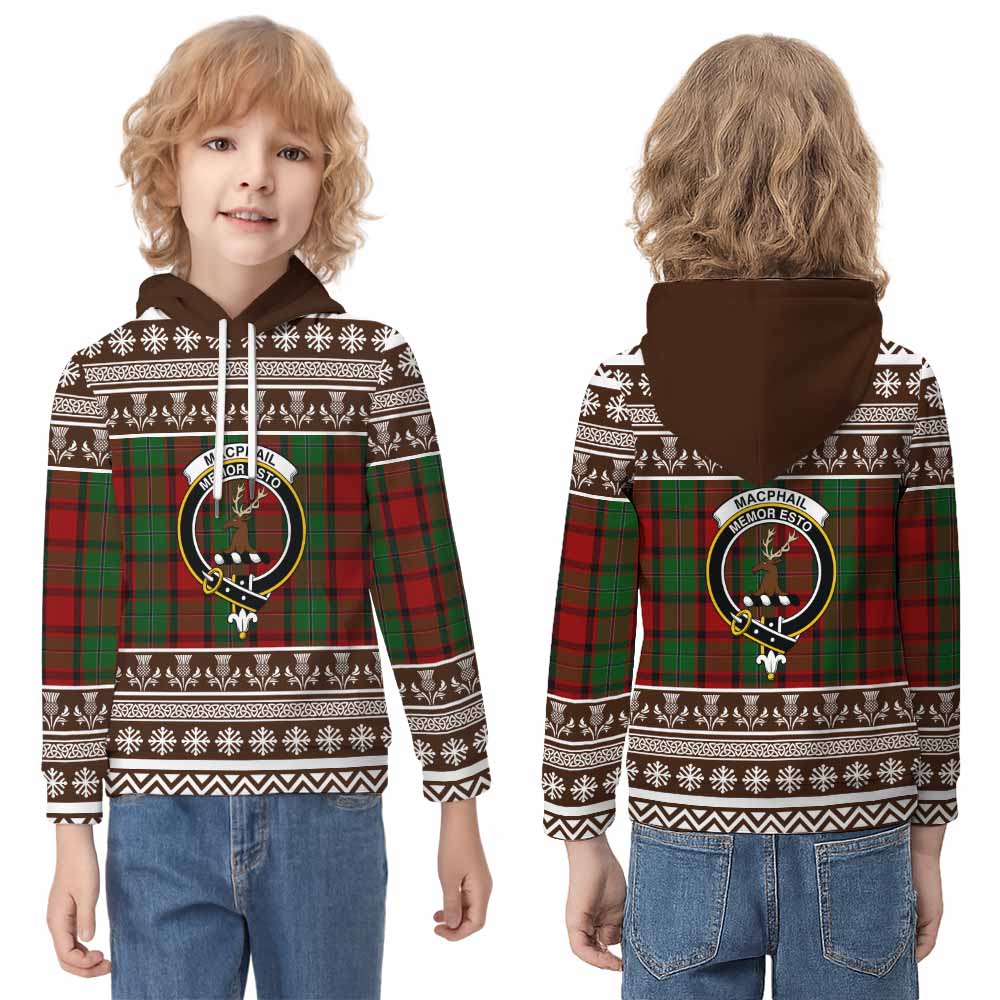 MacPhail (McPhail) Clan Tartan Christmas Kid Hoodie with Family Crest - Tartan Vibes Clothing