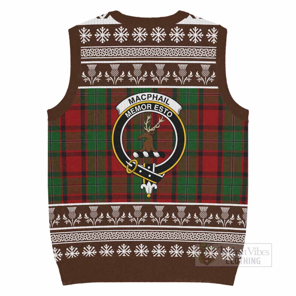 MacPhail (McPhail) Clan Tartan Christmas Knitted V-Neck Vest with Family Crest - Tartan Vibes Clothing