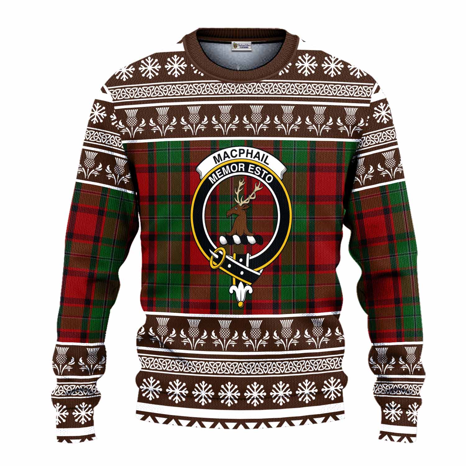 MacPhail (McPhail) Clan Tartan Christmas Ugly Sweater with Family Crest - Tartan Vibes Clothing