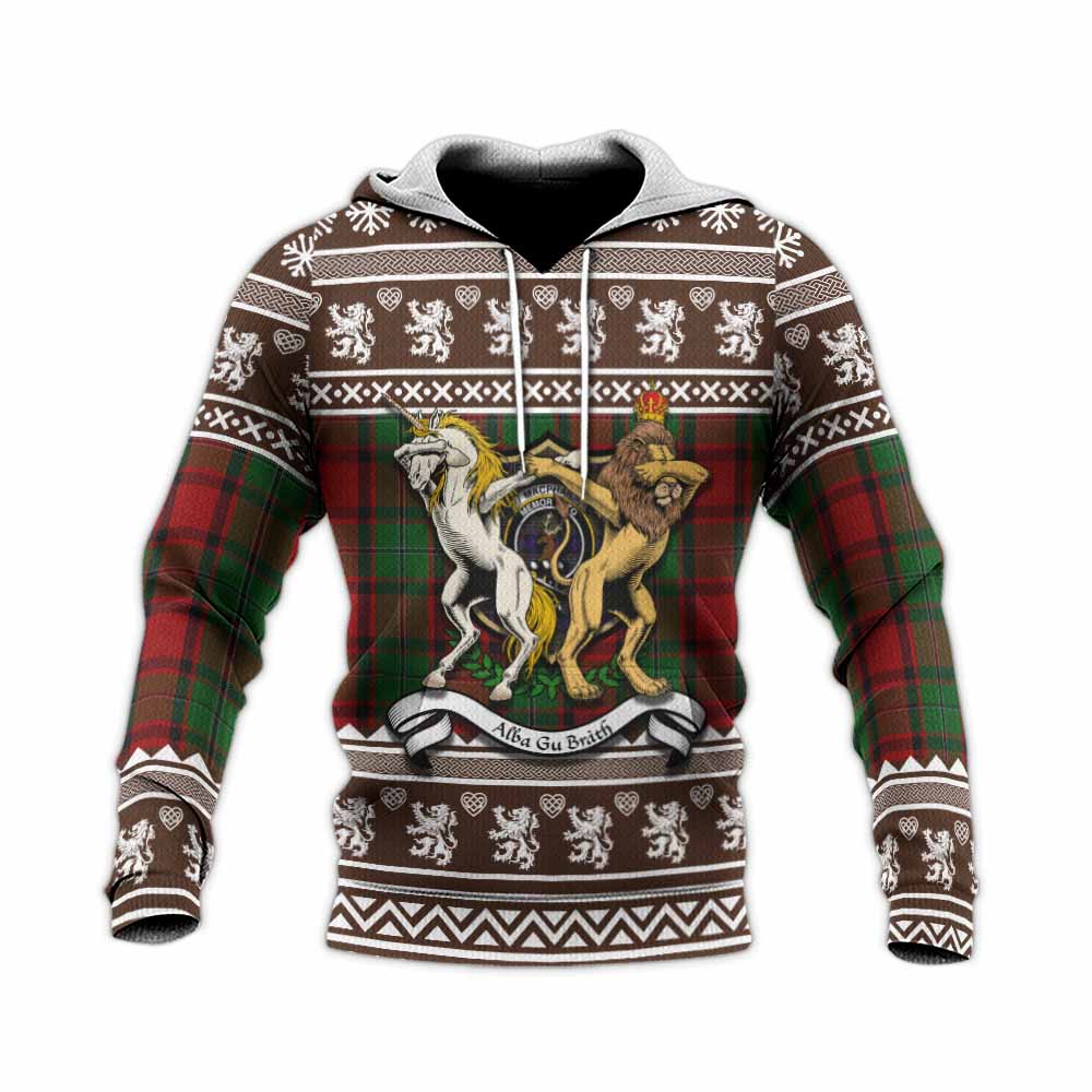 MacPhail (McPhail) Clan Tartan Crest Christmas Knitted Hoodie Coat of Arms Funny Style - Tartan Vibes Clothing