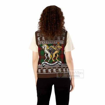 MacPhail (McPhail) Clan Tartan Crest Christmas Knitted V-Neck Vest Coat of Arms Funny Style