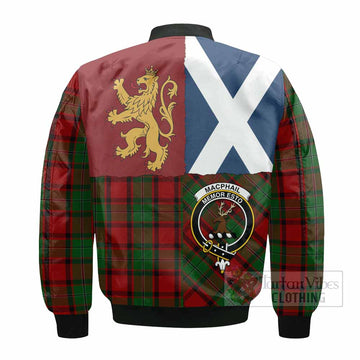 MacPhail (McPhail) Crest Tartan Bomber Jacket with Lion Rampant Saltire Style