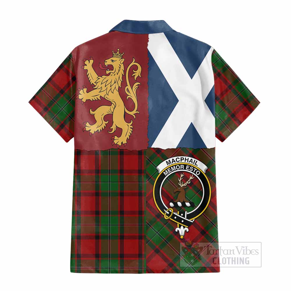 MacPhail (McPhail) Crest Tartan Cotton Hawaiian Shirt with Lion Rampant Saltire Style - Tartan Vibes Clothing