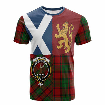MacPhail (McPhail) Crest Tartan Cotton T-shirt with Lion Rampant Saltire Style