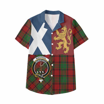 MacPhail (McPhail) Crest Tartan Kid Hawaiian Shirt with Lion Rampant Saltire Style