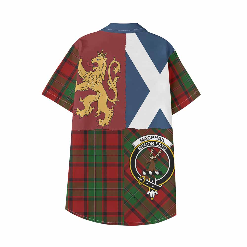 MacPhail (McPhail) Crest Tartan Kid Hawaiian Shirt with Lion Rampant Saltire Style - Tartan Vibes Clothing
