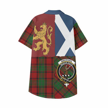 MacPhail (McPhail) Crest Tartan Kid Hawaiian Shirt with Lion Rampant Saltire Style