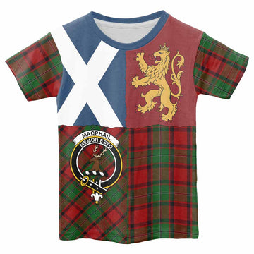 MacPhail (McPhail) Crest Tartan Kid T-shirt with Lion Rampant Saltire Style