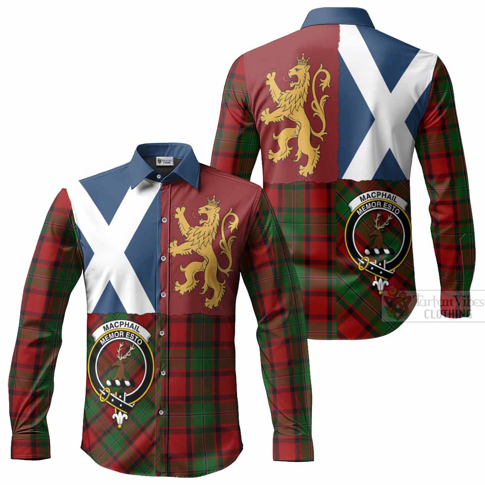 MacPhail (McPhail) Crest Tartan Long Sleeve Button Shirts with Lion Rampant Saltire Style