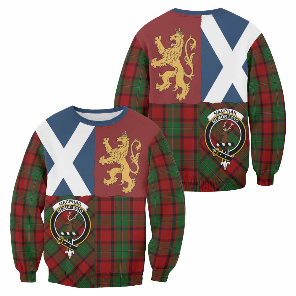 MacPhail (McPhail) Crest Tartan Sweatshirt with Lion Rampant Saltire Style