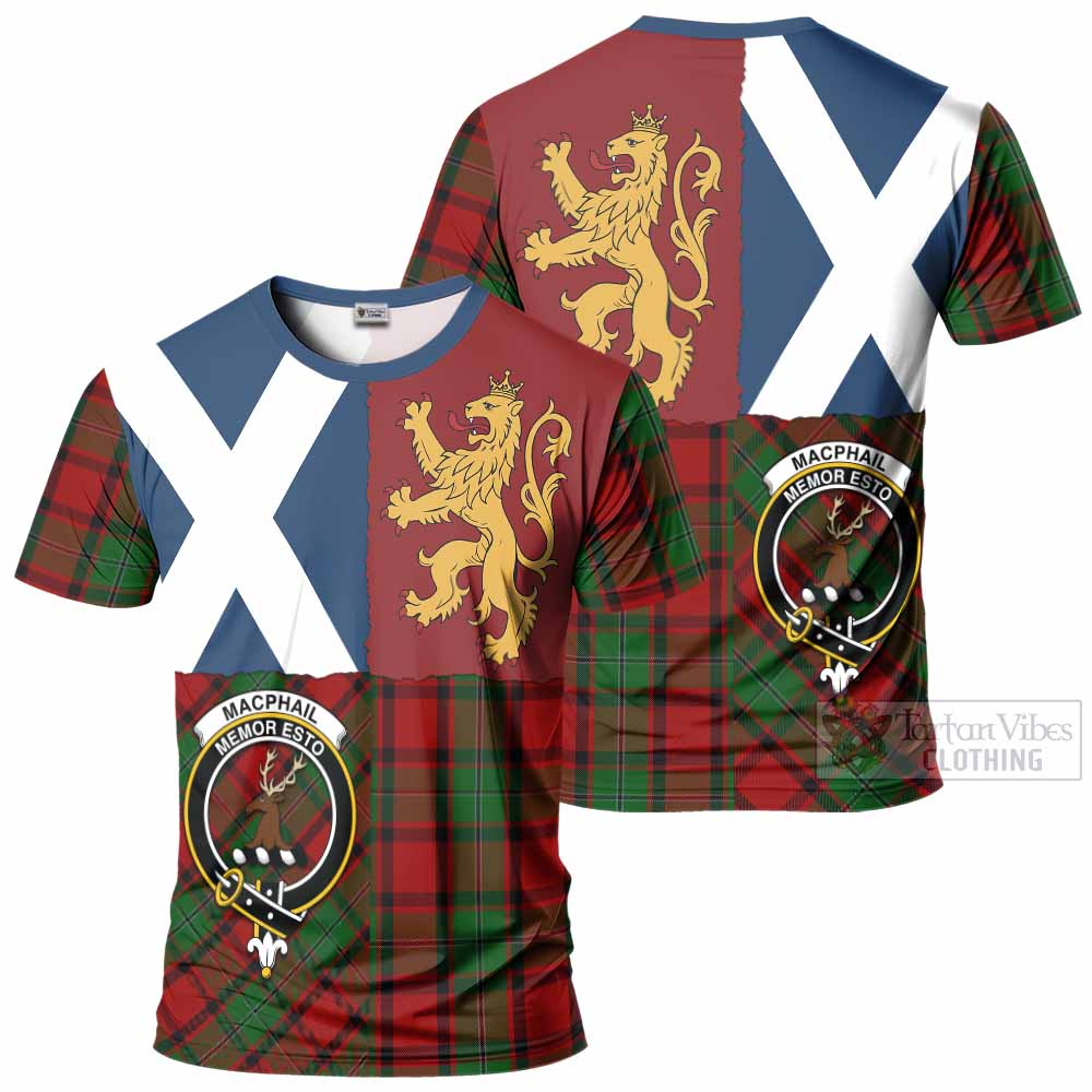 MacPhail (McPhail) Crest Tartan T-Shirt with Lion Rampant Saltire Style
