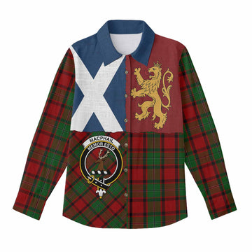 MacPhail (McPhail) Crest Tartan Women Casual Shirt with Lion Rampant Saltire Style