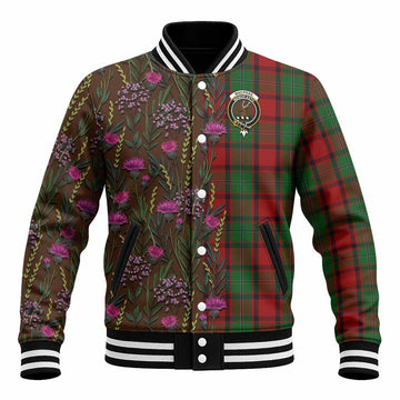 MacPhail (McPhail) Family Crest Tartan Baseball Jacket Scottish Thistle Flower Pattern Half Style