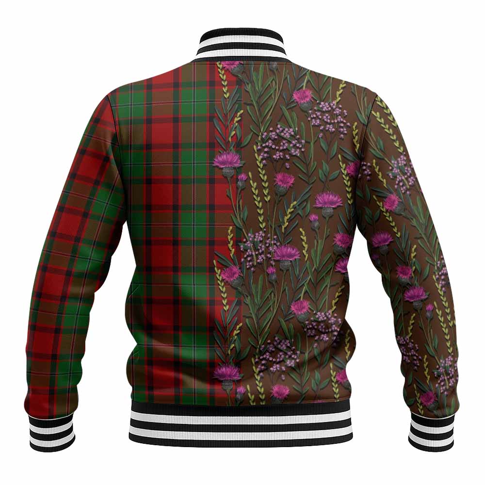MacPhail (McPhail) Family Crest Tartan Baseball Jacket Scottish Thistle Flower Pattern Half Style - Tartan Vibes Clothing