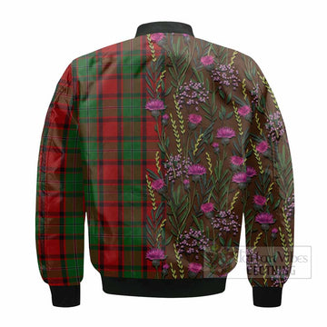 MacPhail (McPhail) Family Crest Tartan Bomber Jacket Scottish Thistle Flower Pattern Half Style