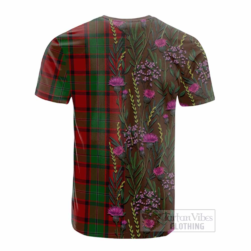 MacPhail (McPhail) Family Crest Tartan Cotton T-shirt Scottish Thistle Flower Pattern Half Style - Tartan Vibes Clothing