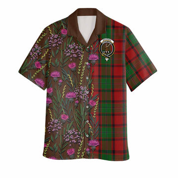 MacPhail (McPhail) Family Crest Tartan Hawaiian Shirt Scottish Thistle Flower Pattern Half Style - Tartan Vibes Clothing
