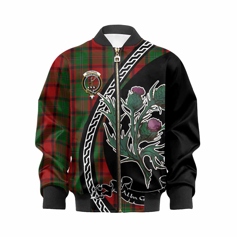 MacPhail (McPhail) Family Crest Tartan Kid Bomber Jacket Alba Thistle Inspired - Tartan Vibes Clothing