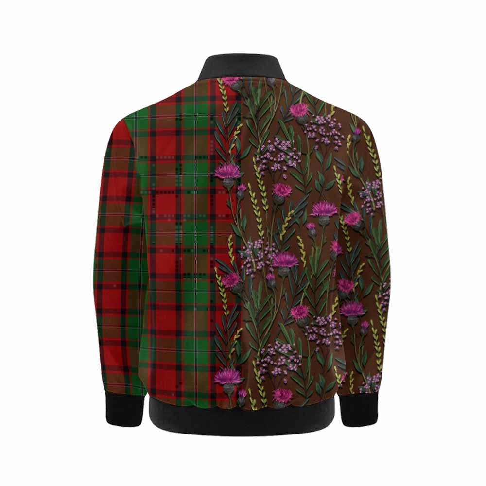 MacPhail (McPhail) Family Crest Tartan Kid Bomber Jacket Scottish Thistle Flower Pattern Half Style - Tartan Vibes Clothing