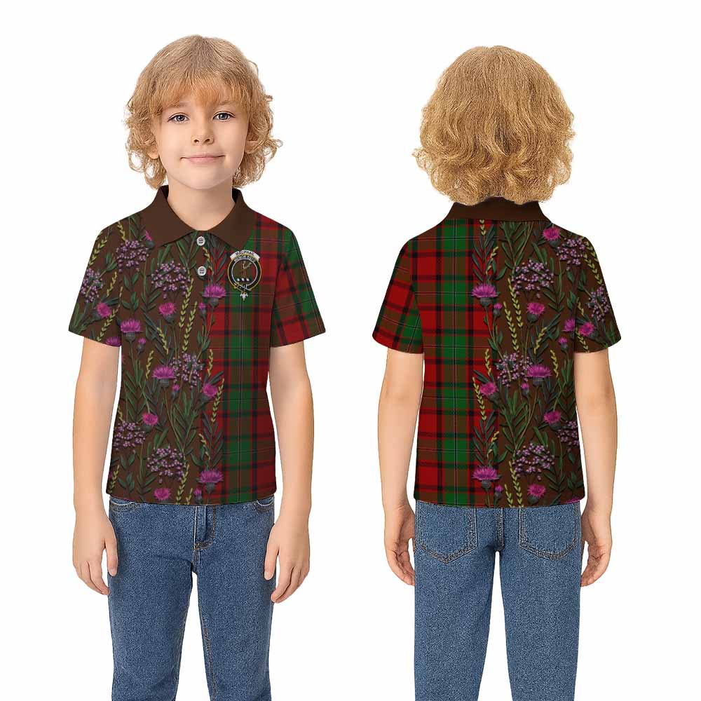 MacPhail (McPhail) Family Crest Tartan Kid Polo Shirt Scottish Thistle Flower Pattern Half Style - Tartan Vibes Clothing