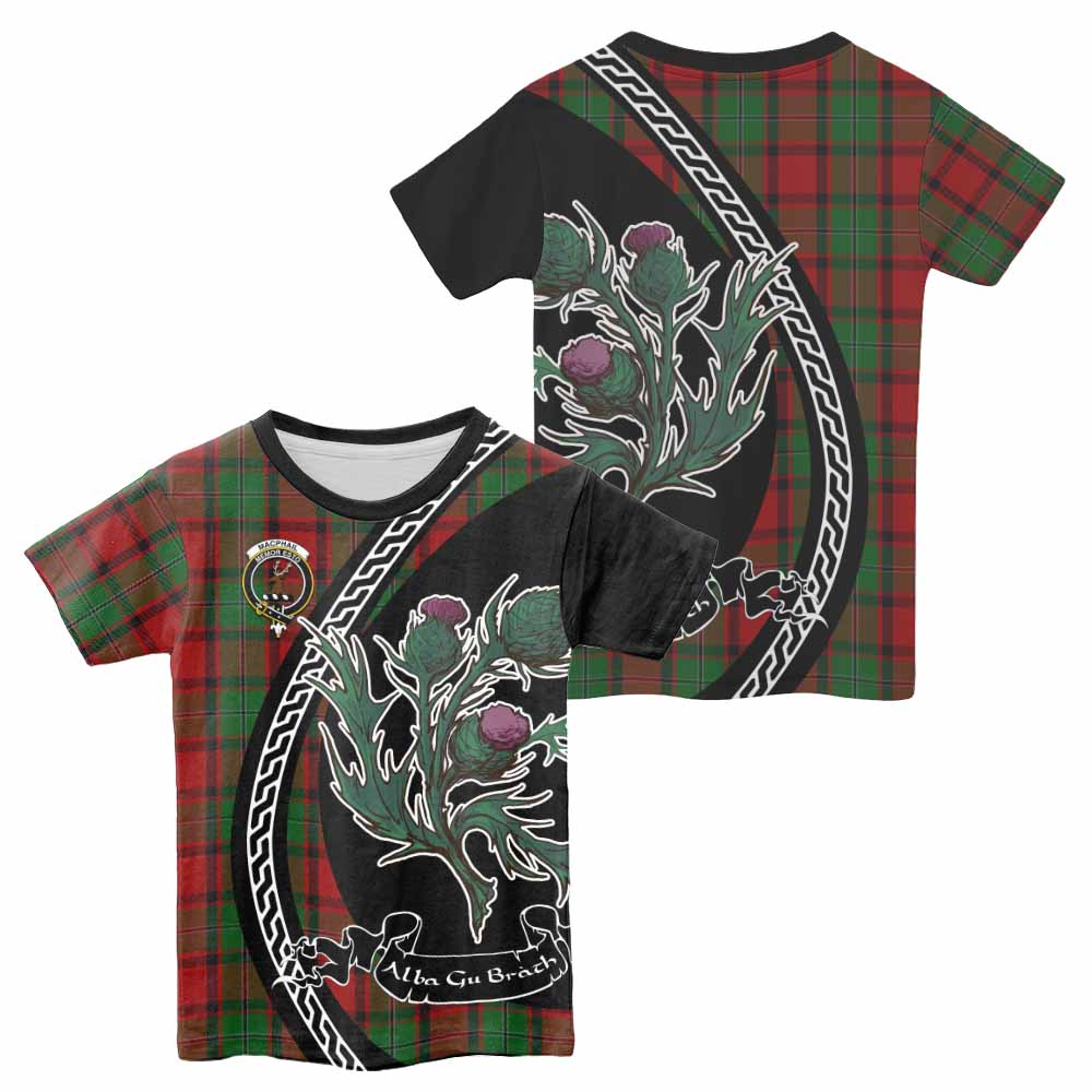 MacPhail (McPhail) Family Crest Tartan Kid T-shirt Alba Thistle Inspired - Tartan Vibes Clothing