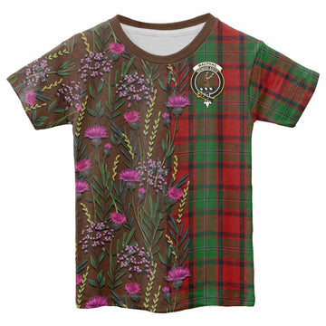 MacPhail (McPhail) Family Crest Tartan Kid T-shirt Scottish Thistle Flower Pattern Half Style - Tartan Vibes Clothing