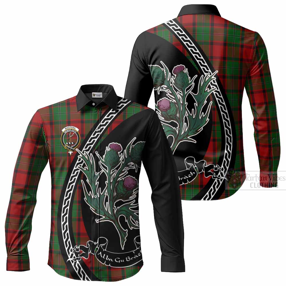 MacPhail (McPhail) Family Crest Tartan Long Sleeve Button Shirts Alba Thistle Inspired - Tartan Vibes Clothing